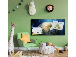 Banjado Magnettafel 78x37cm Magnetwand Schwarz Aus Metall Magnetpinnwand Pinnwand Inkl. 4 Magnete Motiv Erdkugel