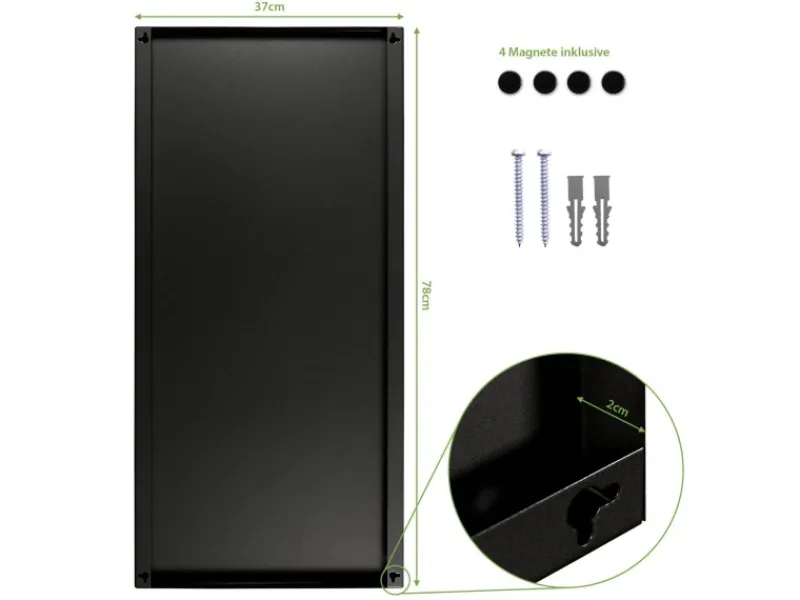 Banjado Magnettafel 37x78cm Magnetwand Schwarz Aus Metall Magnetpinnwand Pinnwand Inkl. 4 Magnete Motiv Holgerson