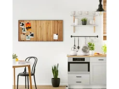 Banjado Pinnwände^Magnettafel 78x37cm Magnetwand Schwarz Aus Metall Magnetpinnwand Pinnwand Inkl. 4 Magnete Motiv Bambusholz