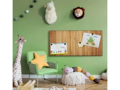 Banjado Pinnwände^Magnettafel 78x37cm Magnetwand Schwarz Aus Metall Magnetpinnwand Pinnwand Inkl. 4 Magnete Motiv Bambusholz