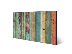 Banjado Wanddekoration|Pinnwände^Magnettafel 78x37cm Magnetwand Schwarz Aus Metall Magnetpinnwand Pinnwand Inkl. 4 Magnete Motiv Bunte Bretterwand