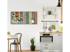 Banjado Wanddekoration|Pinnwände^Magnettafel 78x37cm Magnetwand Schwarz Aus Metall Magnetpinnwand Pinnwand Inkl. 4 Magnete Motiv Bunte Bretterwand