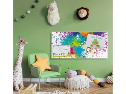 Banjado Wanddekoration|Pinnwände^Magnettafel 78x37cm Magnetwand Weiß Aus Metall Magnetpinnwand Pinnwand Inkl. 4 Magnete Motiv Farbspritzer