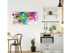 Banjado Wanddekoration|Pinnwände^Magnettafel 78x37cm Magnetwand Weiß Aus Metall Magnetpinnwand Pinnwand Inkl. 4 Magnete Motiv Farbspritzer