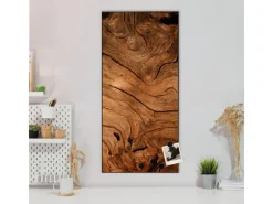 Banjado Magnettafel 37x78cm Magnetwand Schwarz Aus Metall Magnetpinnwand Pinnwand Inkl. 4 Magnete Motiv Trockenes Holz