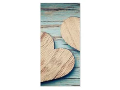 Banjado Magnettafel 37x78cm Magnetwand Weiß Aus Metall Magnetpinnwand Pinnwand Inkl. 4 Magnete Motiv Holz Herzen