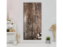 Banjado Magnettafel 37x78cm Magnetwand Schwarz Aus Metall Magnetpinnwand Pinnwand Inkl. 4 Magnete Motiv Altes Holz