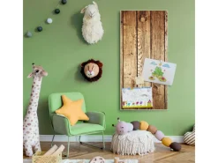 Banjado Wanddekoration|Pinnwände^Magnettafel 37x78cm Magnetwand Weiß Aus Metall Magnetpinnwand Pinnwand Inkl. 4 Magnete Motiv Geöltes Holz