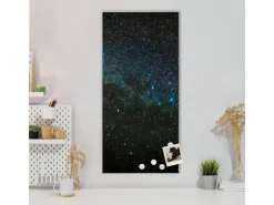 Banjado Magnettafel 37x78cm Magnetwand Silber Aus Metall Magnetpinnwand Pinnwand Inkl. 4 Magnete Motiv Nachthimmel