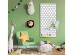 Banjado Pinnwände^Magnettafel 37x78cm Magnetwand Silber Aus Metall Magnetpinnwand Pinnwand Inkl. 4 Magnete Motiv Punkte Grau