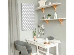 Banjado Pinnwände^Magnettafel 37x78cm Magnetwand Silber Aus Metall Magnetpinnwand Pinnwand Inkl. 4 Magnete Motiv Punkte Grau