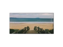 Banjado Magnettafel 78x37cm Magnetwand Schwarz Aus Metall Magnetpinnwand Pinnwand Inkl. 4 Magnete Motiv Zum Strand