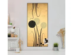 Banjado Wanddekoration|Pinnwände^Magnettafel 37x78cm Magnetwand Schwarz Aus Metall Magnetpinnwand Pinnwand Inkl. 4 Magnete Motiv Zwiebel Vintage