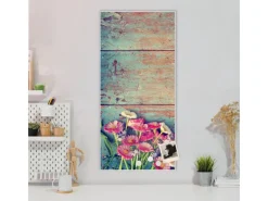 Banjado Wanddekoration|Pinnwände^Magnettafel 37x78cm Magnetwand Weiß Aus Metall Magnetpinnwand Pinnwand Inkl. 4 Magnete Motiv Blumenpfücken