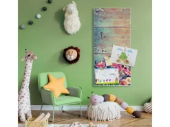 Banjado Wanddekoration|Pinnwände^Magnettafel 37x78cm Magnetwand Weiß Aus Metall Magnetpinnwand Pinnwand Inkl. 4 Magnete Motiv Blumenpfücken