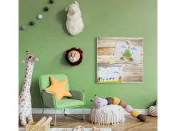 Banjado Magnettafel 50x50cm Magnetwand Weiß Aus Metall Magnetpinnwand Pinnwand Inkl. 4 Magnete Motiv Graues Holz