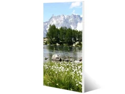 Banjado Magnettafel 37x78cm Magnetwand Weiß Aus Metall Magnetpinnwand Pinnwand Inkl. 4 Magnete Motiv Bergidylle