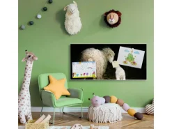 Banjado Magnettafel 78x37cm Magnetwand Weiß Aus Metall Magnetpinnwand Pinnwand Inkl. 4 Magnete Motiv Schaf Und Lamm