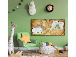 Banjado Wanddekoration|Pinnwände^Magnettafel 78x37cm Magnetwand Schwarz Aus Metall Magnetpinnwand Pinnwand Inkl. 4 Magnete Motiv Sieben Weltmeere