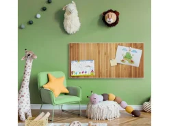 Banjado Magnettafel 78x37cm Magnetwand Weiß Aus Metall Magnetpinnwand Pinnwand Inkl. 4 Magnete Motiv Bambusholz