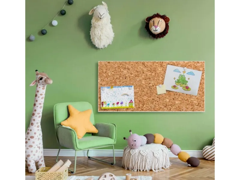 Banjado Magnettafel 78x37cm Magnetwand Weiß Aus Metall Magnetpinnwand Pinnwand Inkl. 4 Magnete Motiv Kork