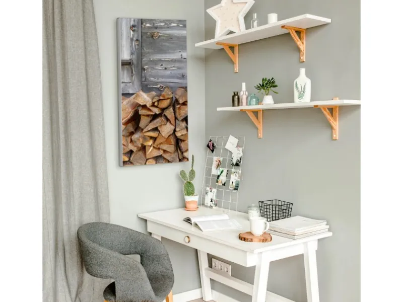 Banjado Magnettafel 37x78cm Magnetwand Silber Aus Metall Magnetpinnwand Pinnwand Inkl. 4 Magnete Motiv Feuerholz