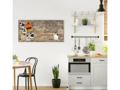 Banjado Wanddekoration|Pinnwände^Magnettafel 78x37cm Magnetwand Schwarz Aus Metall Magnetpinnwand Pinnwand Inkl. 4 Magnete Motiv Steinwand Antik