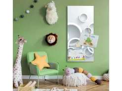 Banjado Magnettafel 37x78cm Magnetwand Silber Aus Metall Magnetpinnwand Pinnwand Inkl. 4 Magnete Motiv Weiße Ringe