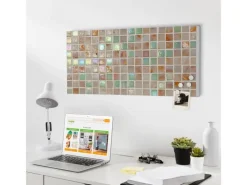 Banjado Wanddekoration^Magnettafel 78x37cm Magnetwand Weiß Aus Metall Magnetpinnwand Pinnwand Inkl. 4 Magnete Motiv Grüne Fliesen