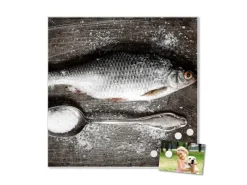 Banjado Wanddekoration|Pinnwände^Magnettafel 50x50cm Magnetwand Weiß Aus Metall Magnetpinnwand Pinnwand Inkl. 4 Magnete Motiv Fisch Und Salz