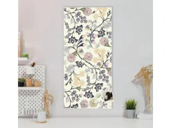 Banjado Magnettafel 37x78cm Magnetwand Weiß Aus Metall Magnetpinnwand Pinnwand Inkl. 4 Magnete Motiv Florale Tapete