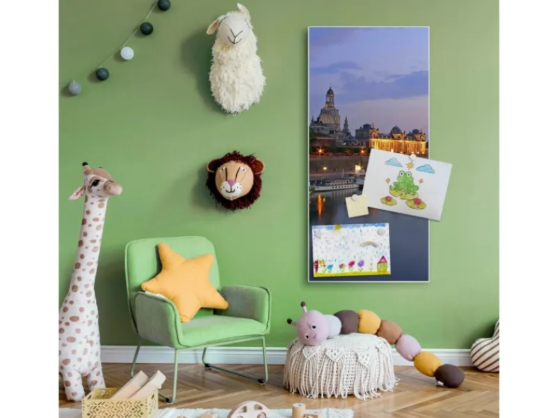 Banjado Magnettafel 37x78cm Magnetwand Weiß Aus Metall Magnetpinnwand Pinnwand Inkl. 4 Magnete Motiv Dresden