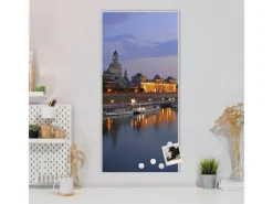 Banjado Magnettafel 37x78cm Magnetwand Weiß Aus Metall Magnetpinnwand Pinnwand Inkl. 4 Magnete Motiv Dresden