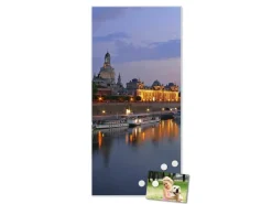 Banjado Magnettafel 37x78cm Magnetwand Weiß Aus Metall Magnetpinnwand Pinnwand Inkl. 4 Magnete Motiv Dresden