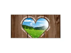 Banjado Magnettafel 78x37cm Magnetwand Silber Aus Metall Magnetpinnwand Pinnwand Inkl. 4 Magnete Motiv Ausblick Mit Herz