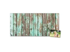 Banjado Magnettafel 78x37cm Magnetwand Silber Aus Metall Magnetpinnwand Pinnwand Inkl. 4 Magnete Motiv Verwittertes Holz