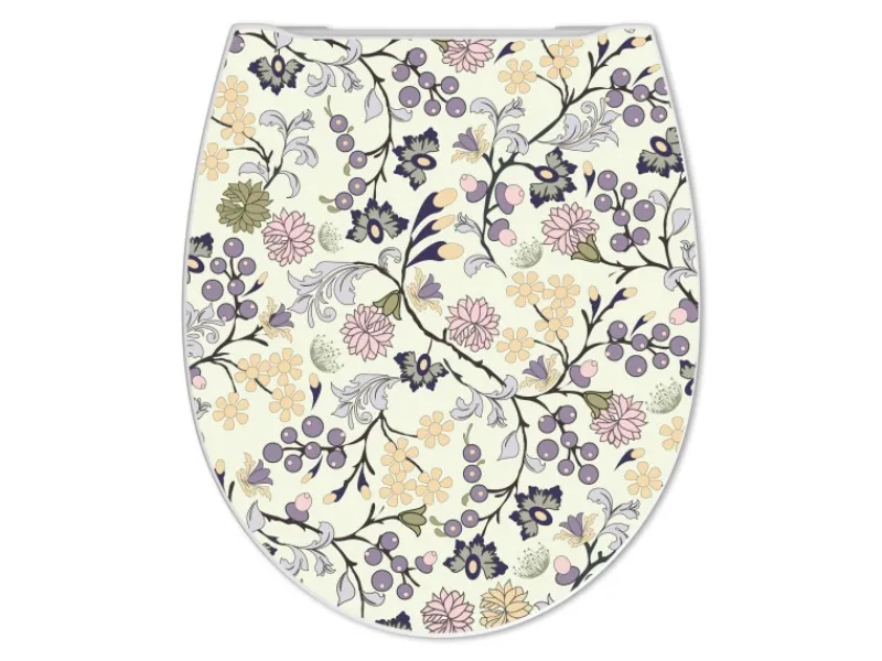 Banjado Premium Toilettendeckel Mit Absenkautomatik WC-Sitz Soft Close Hygienischer Klodeckel Duroplast Mit Motiv Florale Tapete