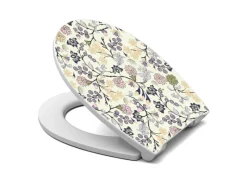 Banjado Premium Toilettendeckel Mit Absenkautomatik WC-Sitz Soft Close Hygienischer Klodeckel Duroplast Mit Motiv Florale Tapete