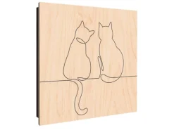 Banjado Schlüsselkasten Holz 30x30cm Scharnier Rechts 50 Haken Design Schlüsselbox Motiv Katzenliebe 2