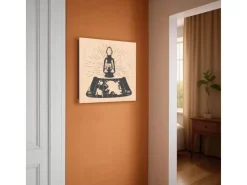 Banjado Schlüsselkasten Holz 30x30cm Schwarz Scharnier Rechts 50 Haken Design Schlüsselbox Motiv Entdecker-Laterne