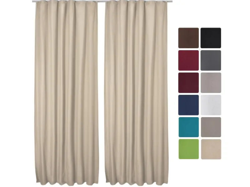 Beautissu Amelie TK Vorhang mit Kräuselband 140x245cm 2tlg