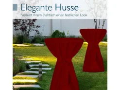 Beautissu Sylt Stehtisch Ø 80cm Grau mit Premium Stehtischhusse Ø 80cm