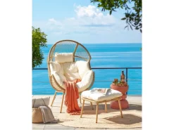 Sessel^Beliani Sessel Beige Naturfarben Weiss 93x89x130