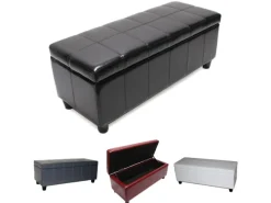 BERLINLODGE Aufbewahrungs-Truhe Sitzbank Lars 45x112x45cm Leder & Kunstleder