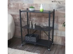 BERLINLODGE KLAP Klappbares Regal Auf Rollen HxBxT 87 x 72 x 34 cm 3 Ebenen Belastbarkeit 150kg Wohnregal