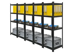 BERLINLODGE Mega Deal 5x Wohnregal Ragnar HxBxT 150x45x45cm Fachlast 100kg Matt Shwarz Bücherregal Standregal Büroregal für Wohnzimmer