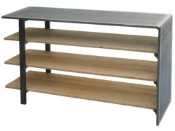 BERLINLODGE Weitere Regale^Regal HxBxT 72x119x40cm Massiv-Holz Industrial Natur Mit Metall-Optik Wohnregal Bücherregal Schuhregal Sideboard