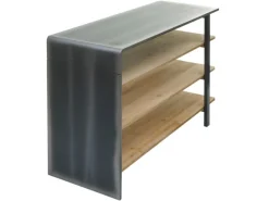 BERLINLODGE Weitere Regale^Regal HxBxT 72x119x40cm Massiv-Holz Industrial Natur Mit Metall-Optik Wohnregal Bücherregal Schuhregal Sideboard