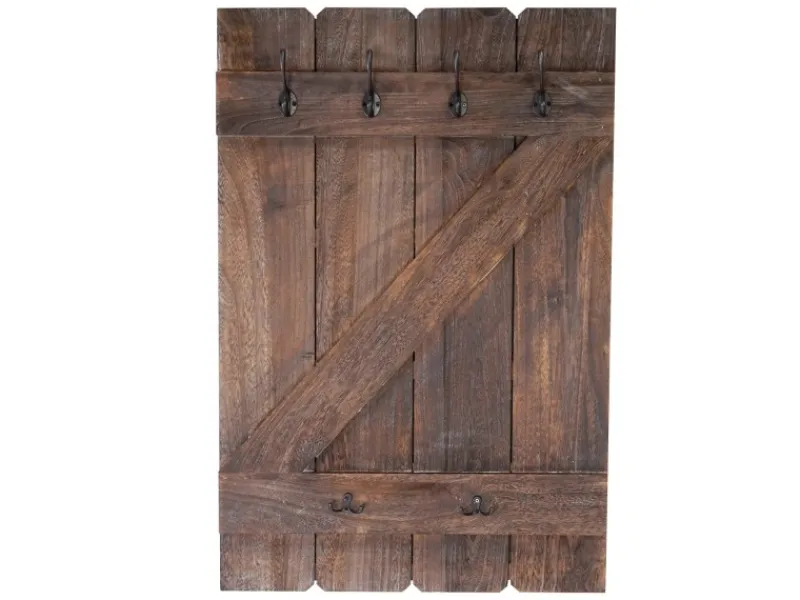 BERLINLODGE Garderoben^Wandgarderobe 91x60x10cm 6 Haken Shabby