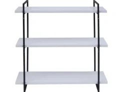 BERLINLODGE Wandregal HxBxT 60x60x18cm 3 Regalböden Massiv-Holz Industrial Weiß Hängeregal Schweberegal